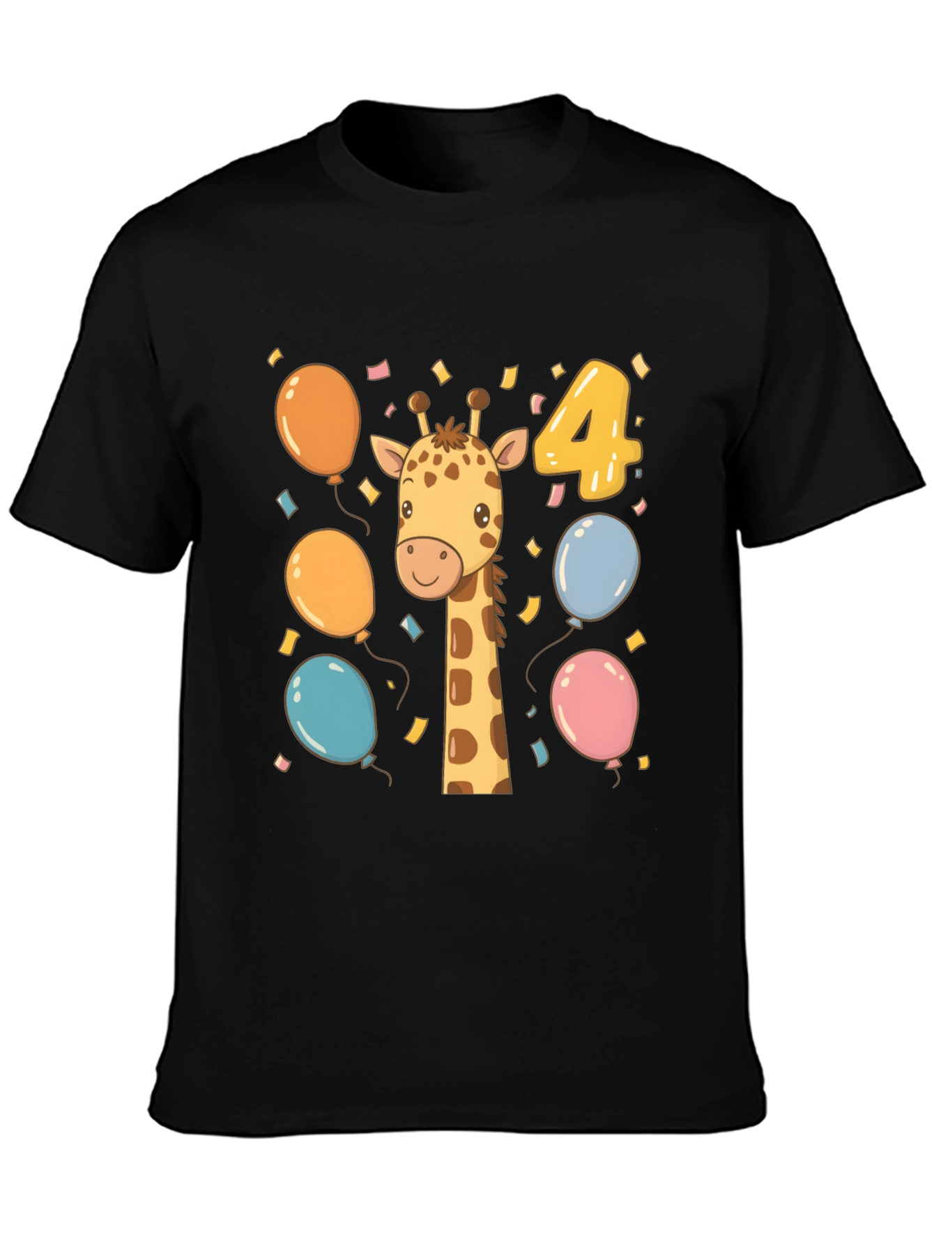 Cute Giraffe 4th Birthday Kids T-Shirt