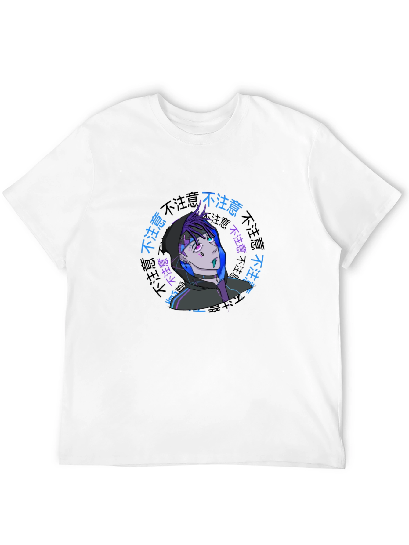 Anime Graphic Print Black T-Shirt