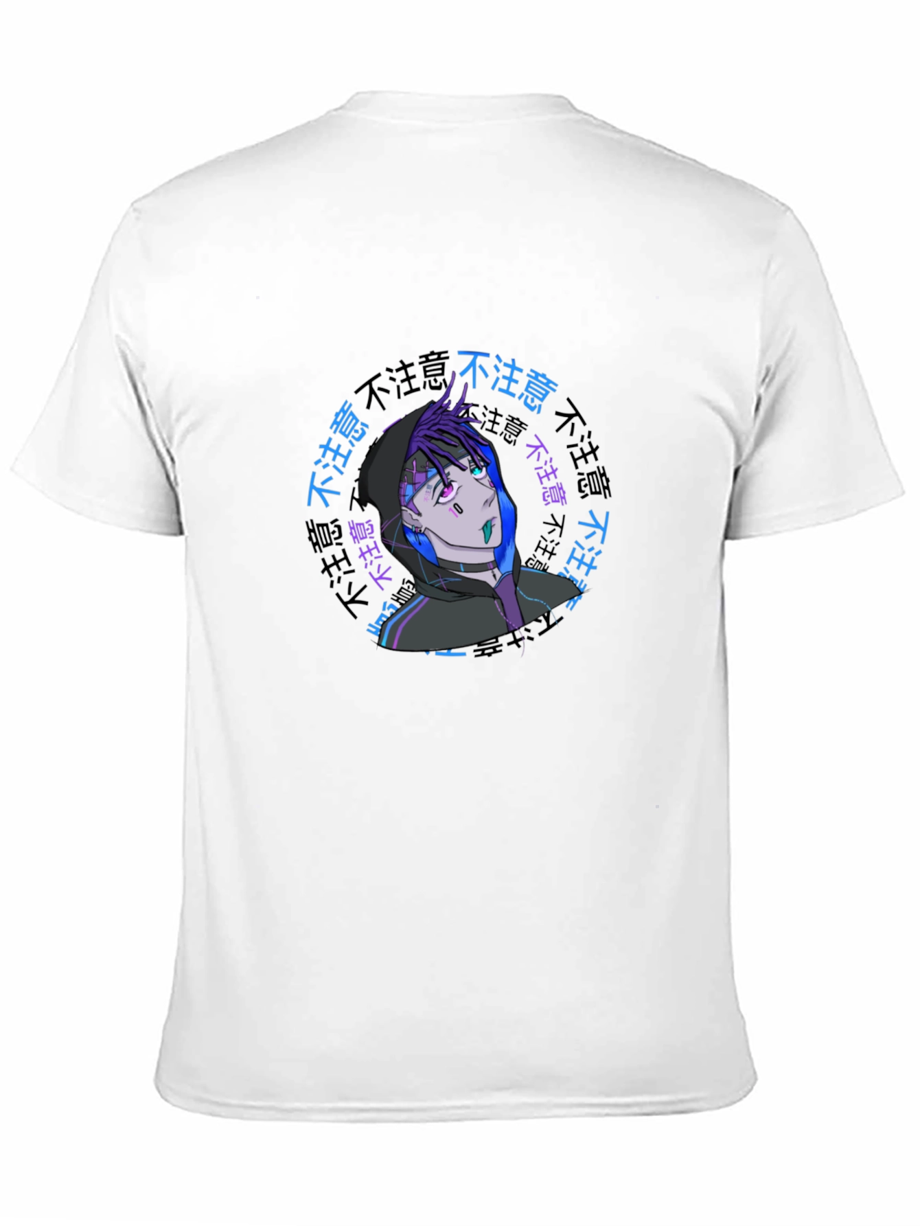 Anime Graphic Print Black T-Shirt