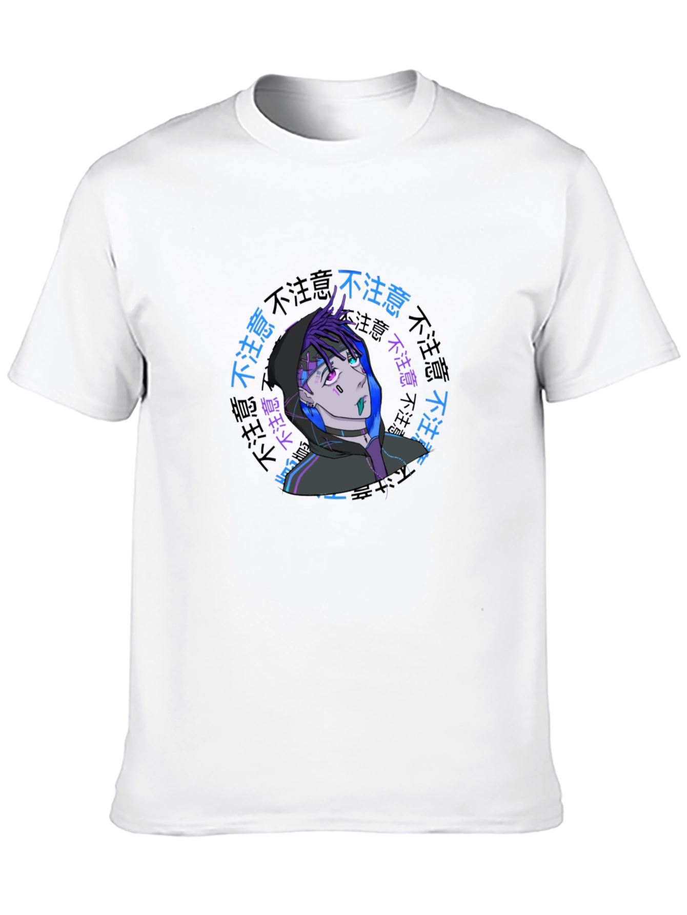 Anime Graphic Print Black T-Shirt