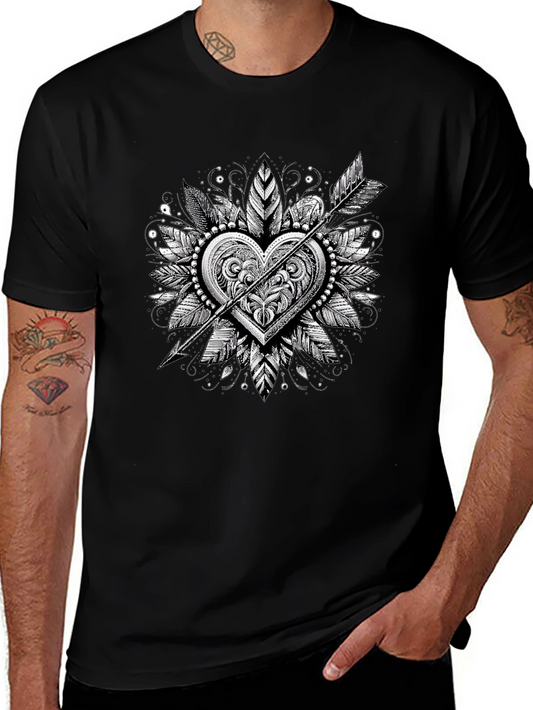 Arrow Heart Graphic Tee - Stylish Black T-Shirt