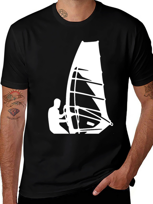 Windsurfer Graphic Tee - Black Cotton T-Shirt