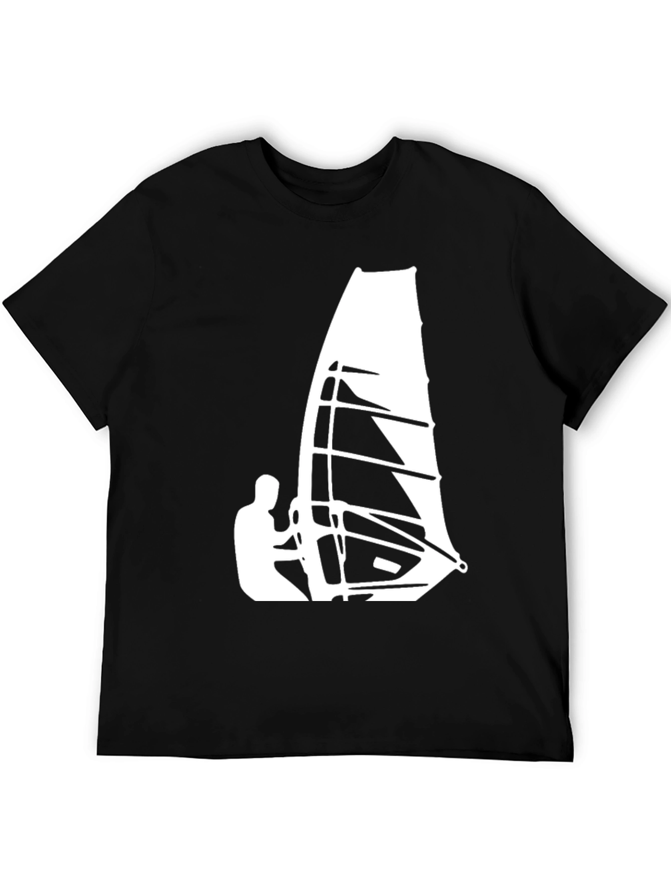 Windsurfer Graphic Tee - Black Cotton T-Shirt
