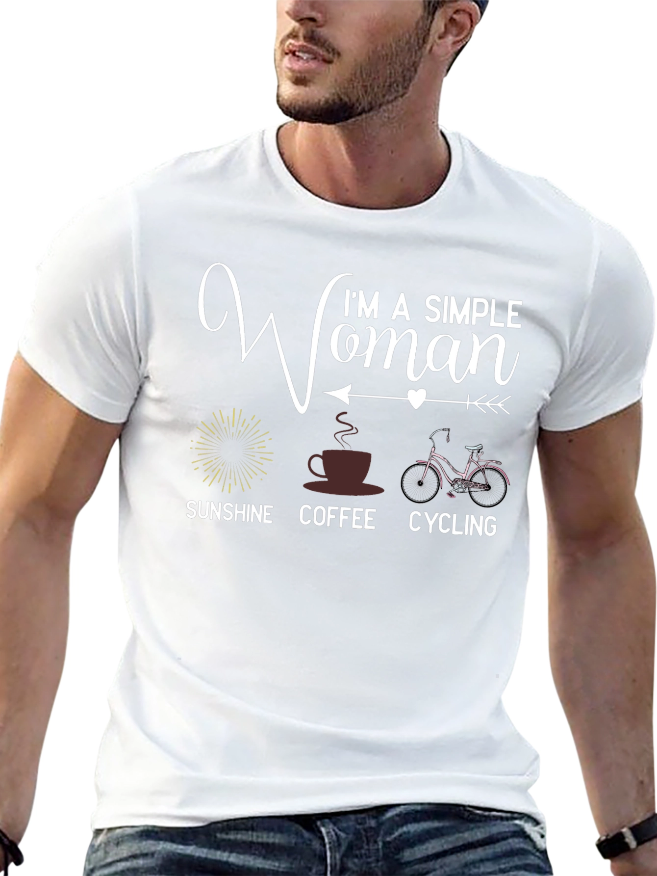 Simple Woman T-Shirt: Sunshine Coffee Cycling