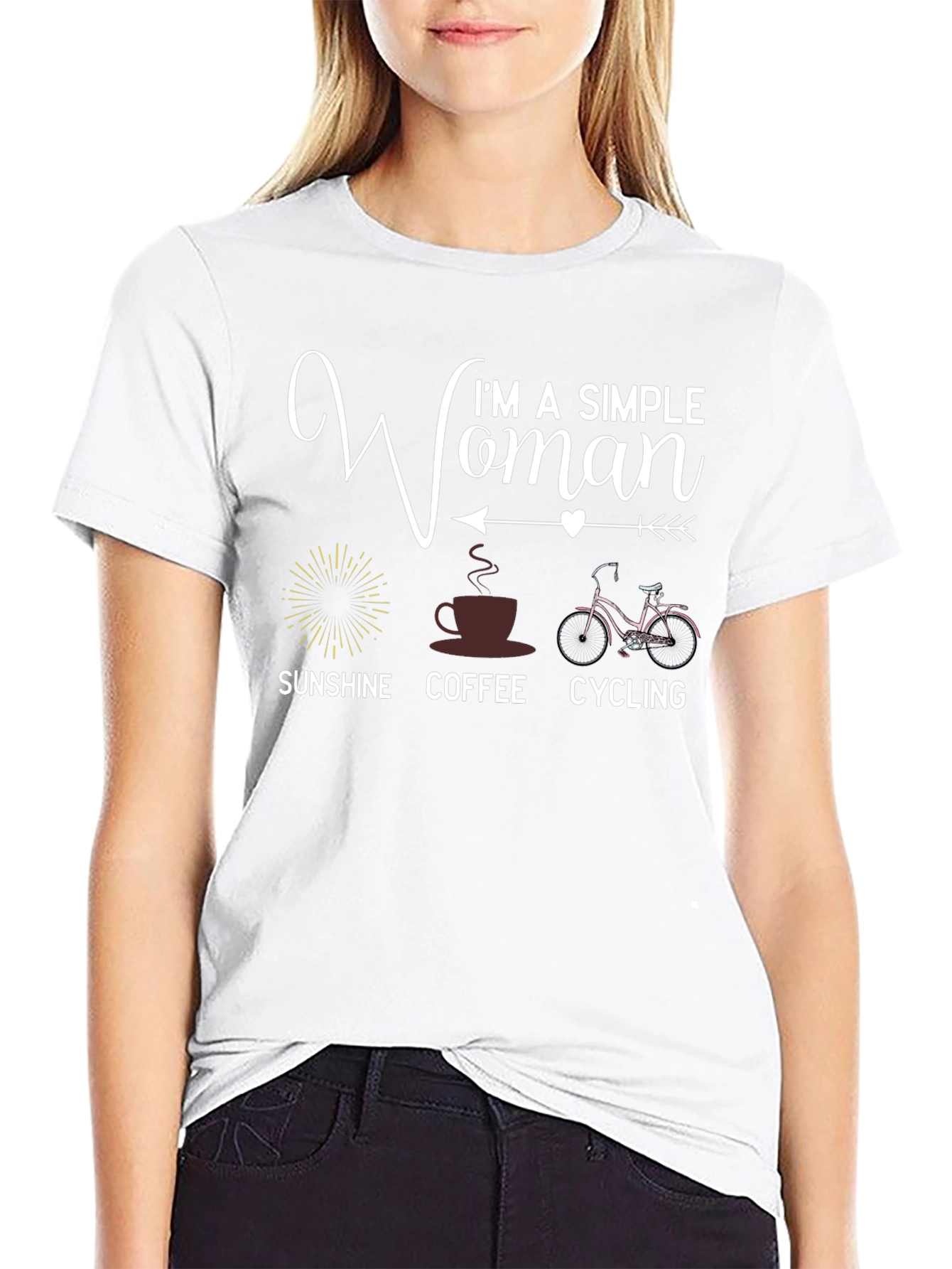 Simple Woman T-Shirt: Sunshine Coffee Cycling