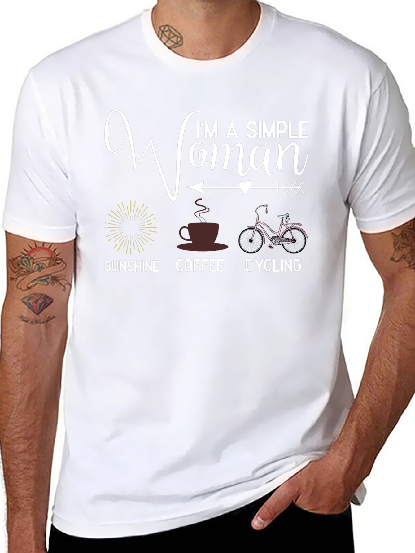 Simple Woman T-Shirt: Sunshine Coffee Cycling