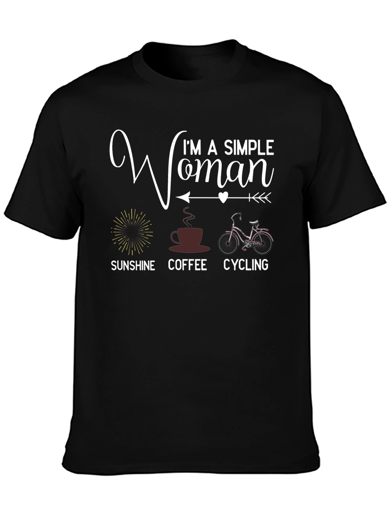 Simple Woman T-Shirt: Sunshine Coffee Cycling