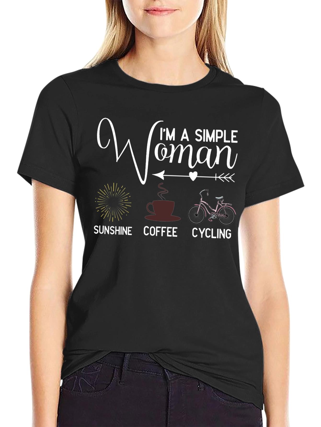 Simple Woman T-Shirt: Sunshine Coffee Cycling