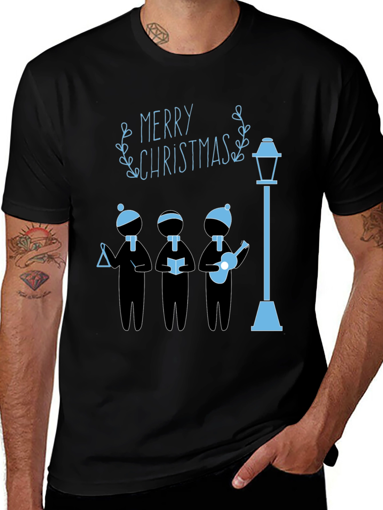 Festive Merry Christmas Caroler Graphic Tee