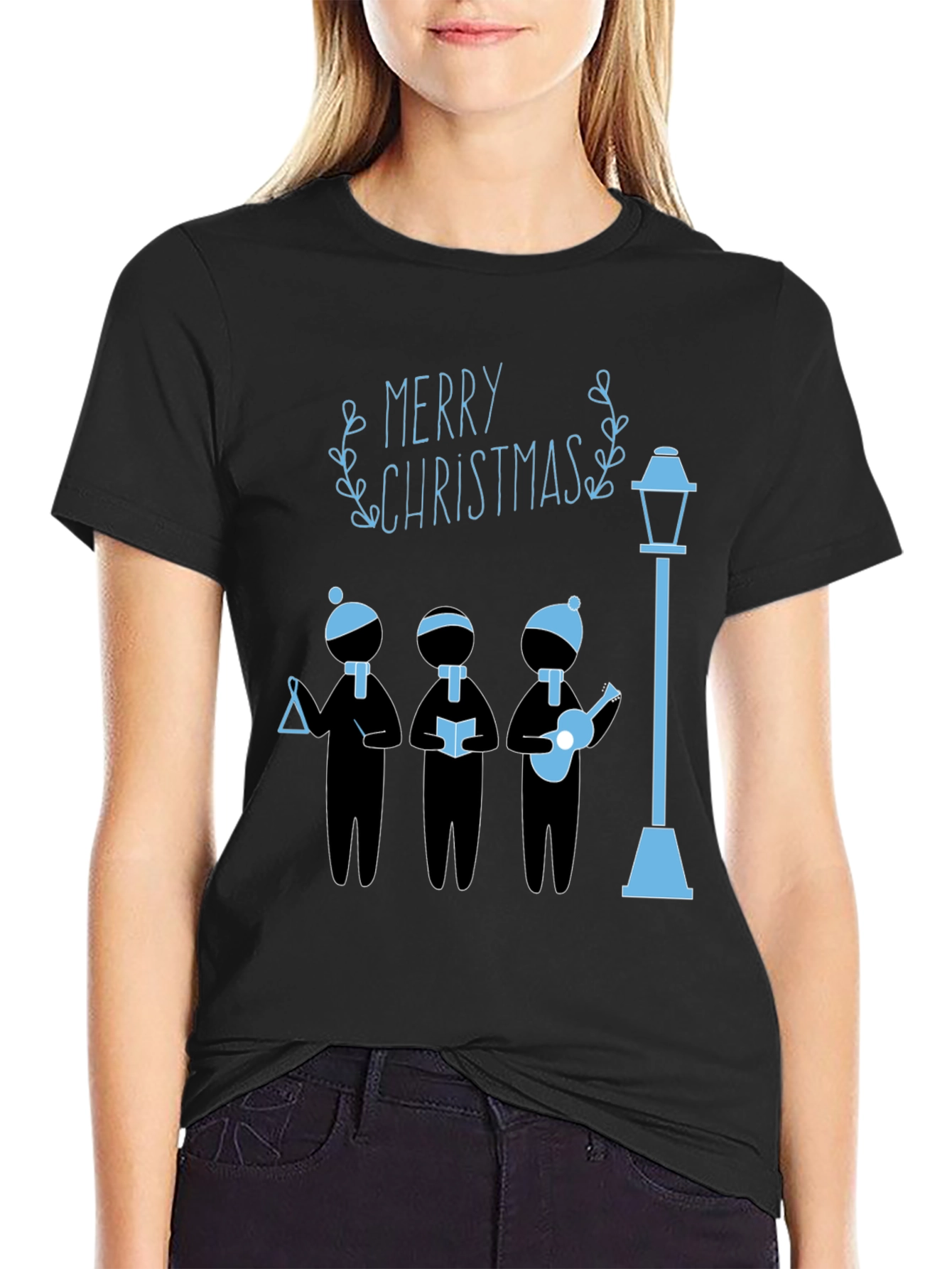 Festive Merry Christmas Caroler Graphic Tee