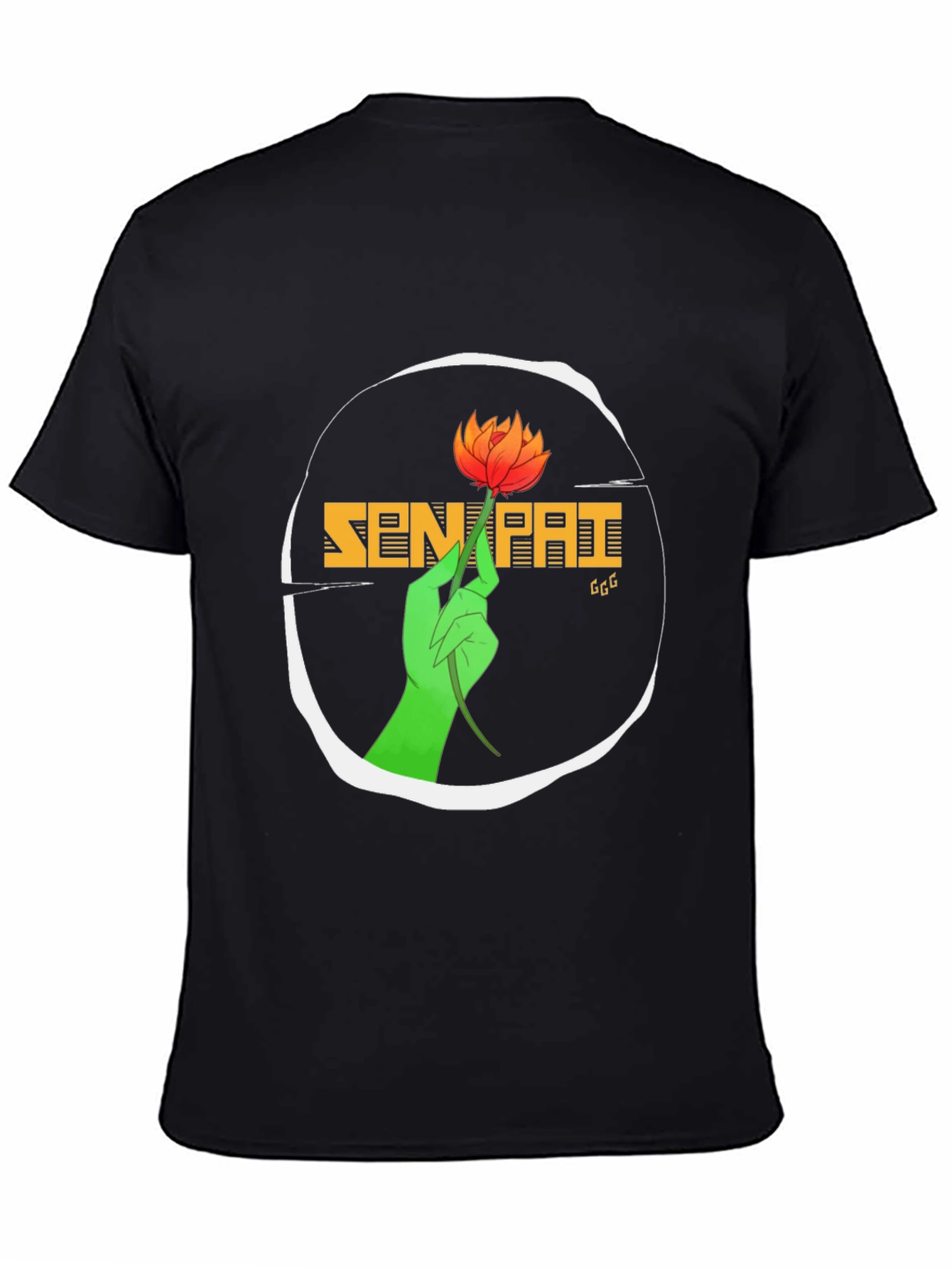 Senpai T-Shirt with Floral Hand Graphic