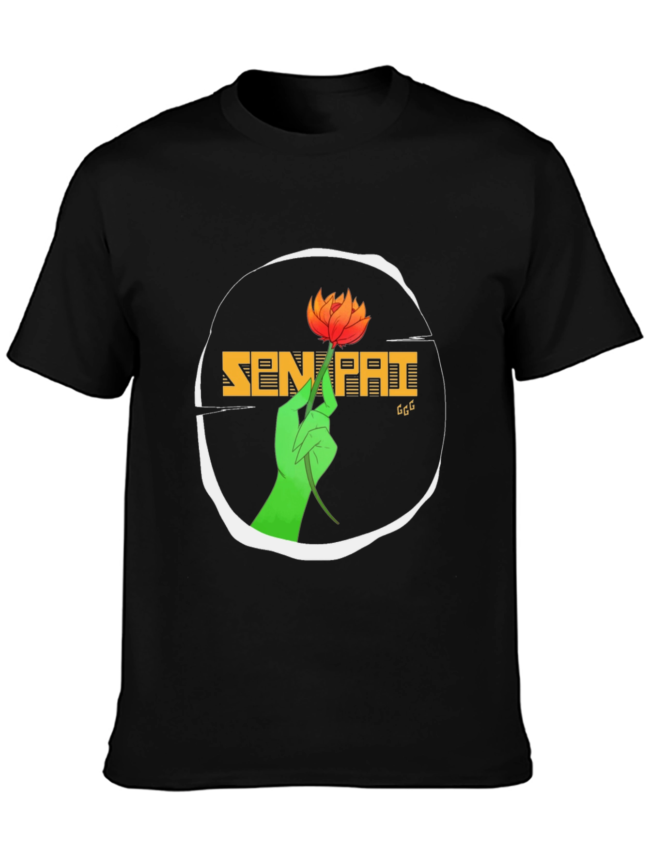 Senpai T-Shirt with Floral Hand Graphic