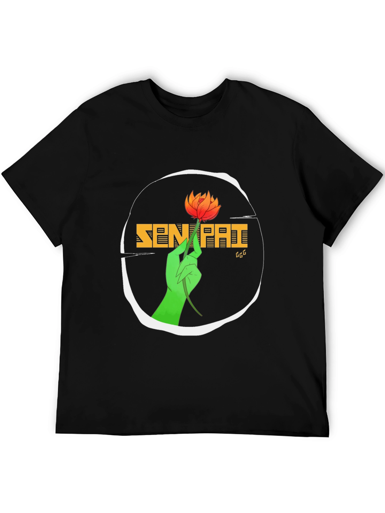 Senpai T-Shirt with Floral Hand Graphic