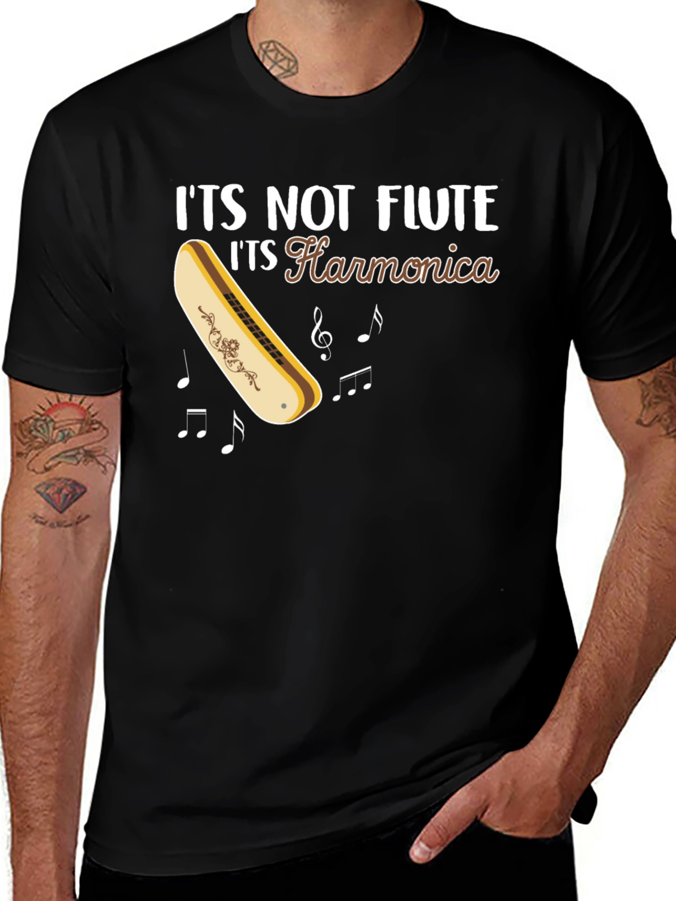 Its Not Flute Its Harmonica Graphic Tee
