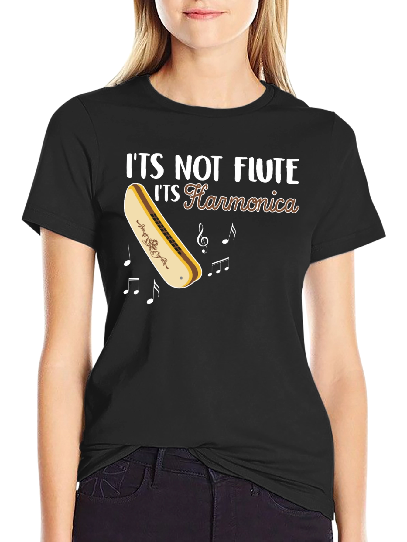 Its Not Flute Its Harmonica Graphic Tee