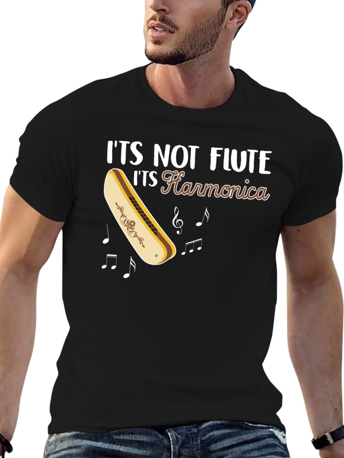 Its Not Flute Its Harmonica Graphic Tee
