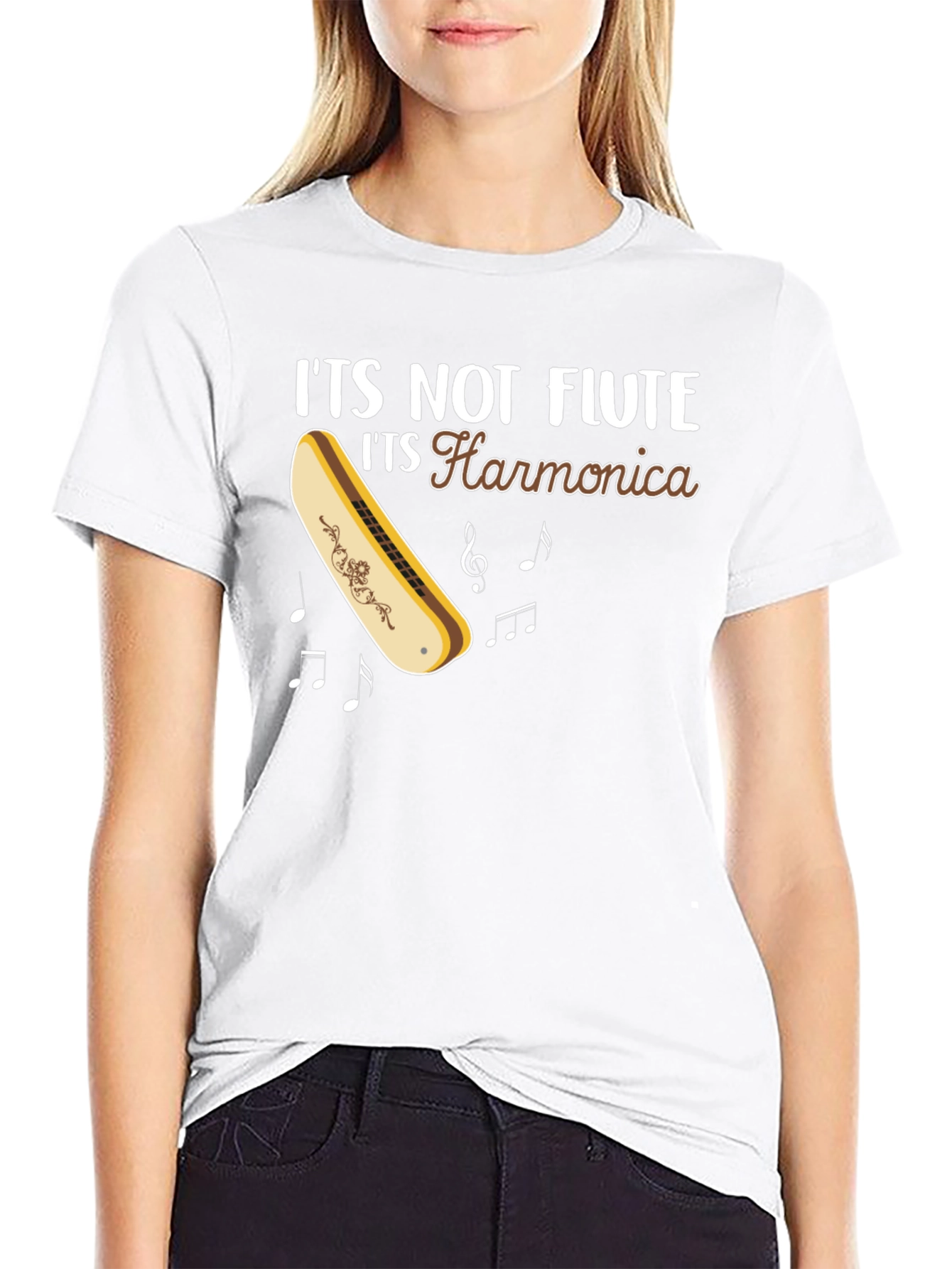 Its Not Flute Its Harmonica Graphic Tee
