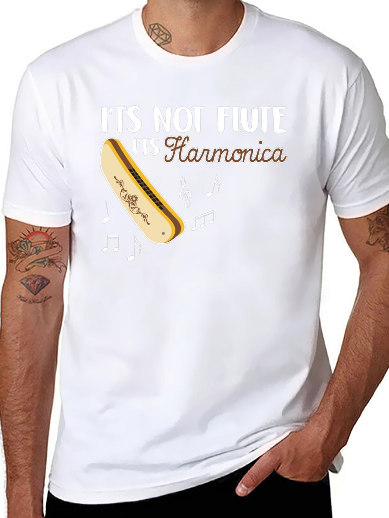 Its Not Flute Its Harmonica Graphic Tee