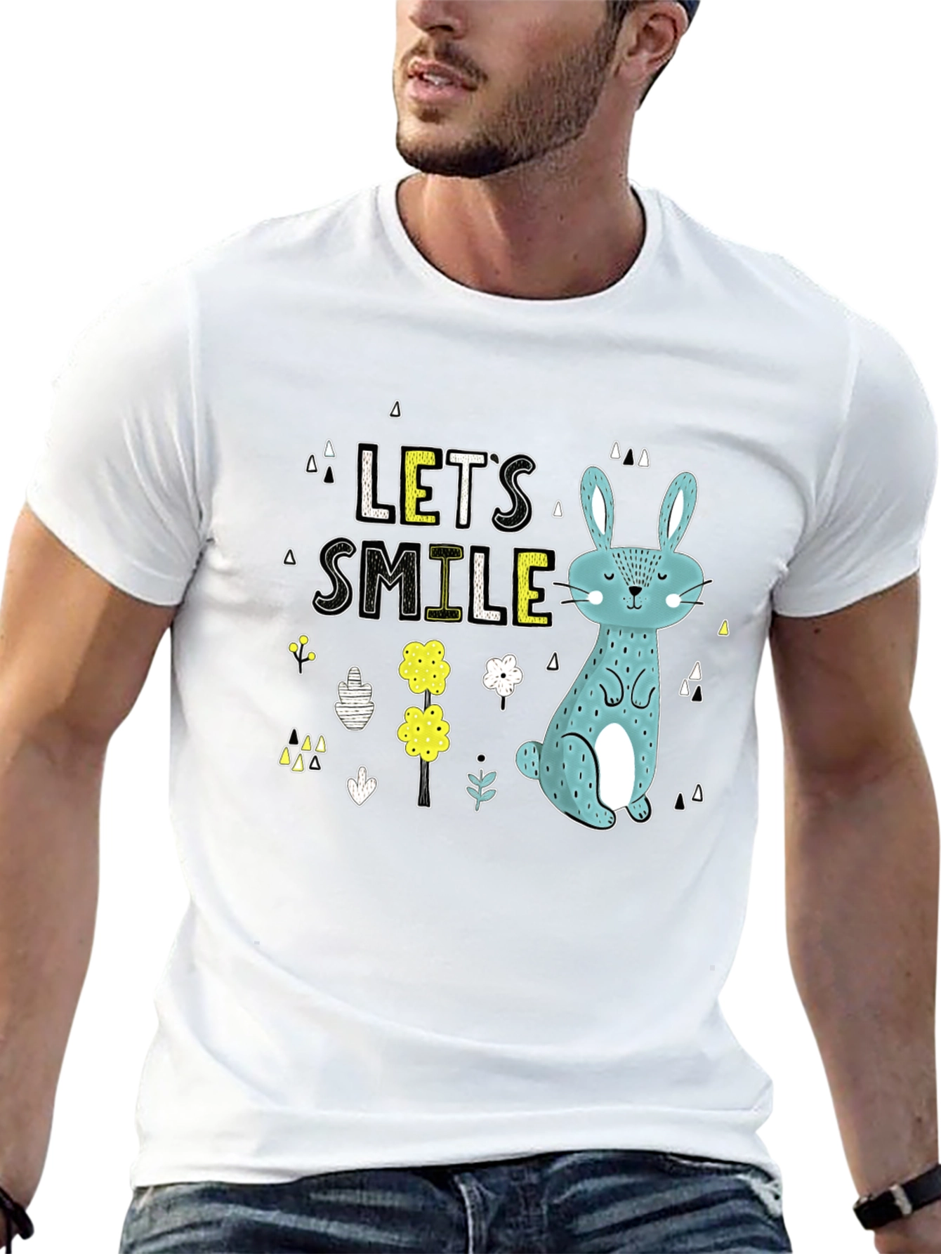 Lets Smile Bunny Graphic T-Shirt