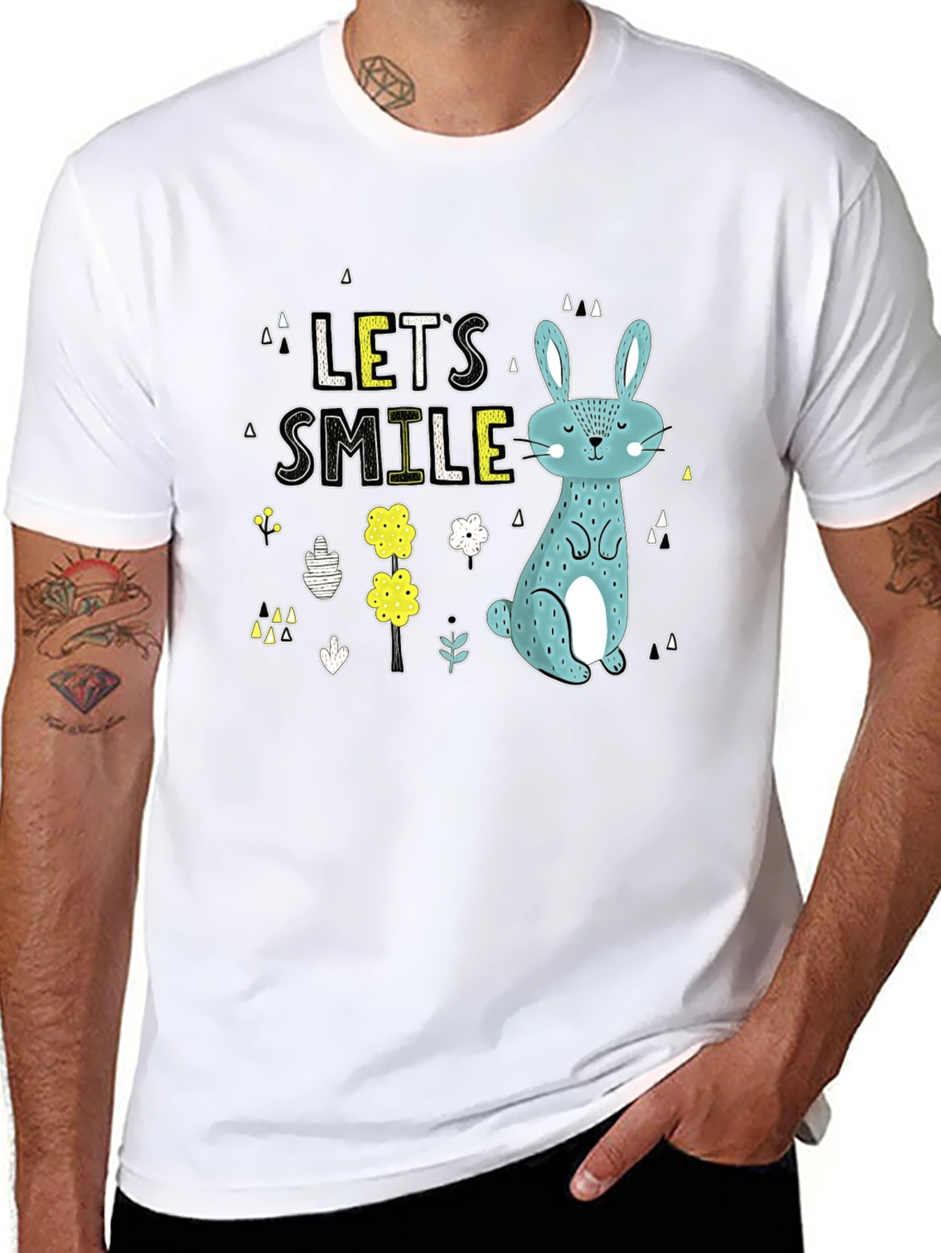 Lets Smile Bunny Graphic T-Shirt