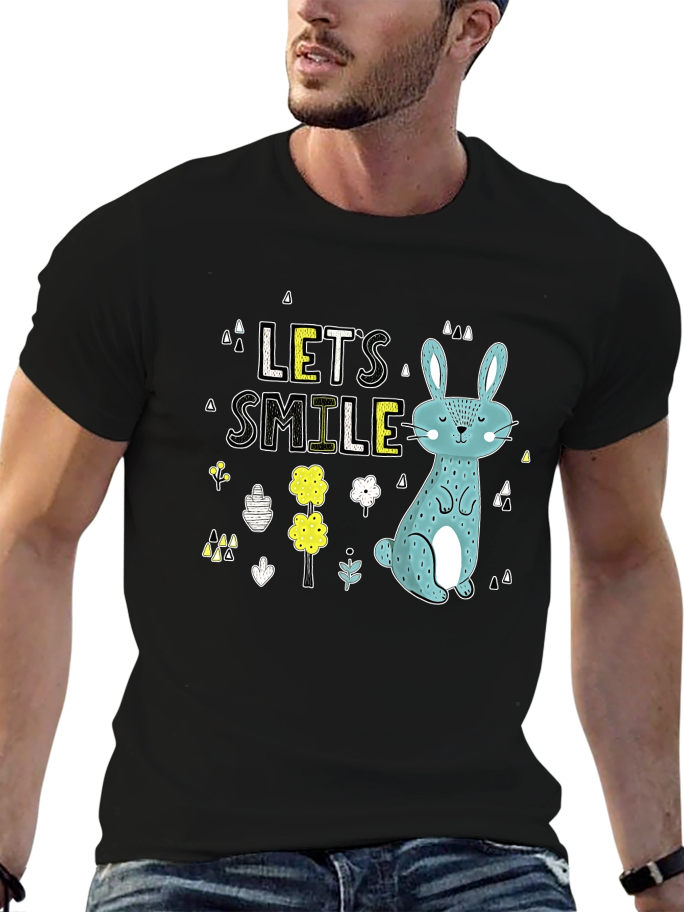 Lets Smile Bunny Graphic T-Shirt