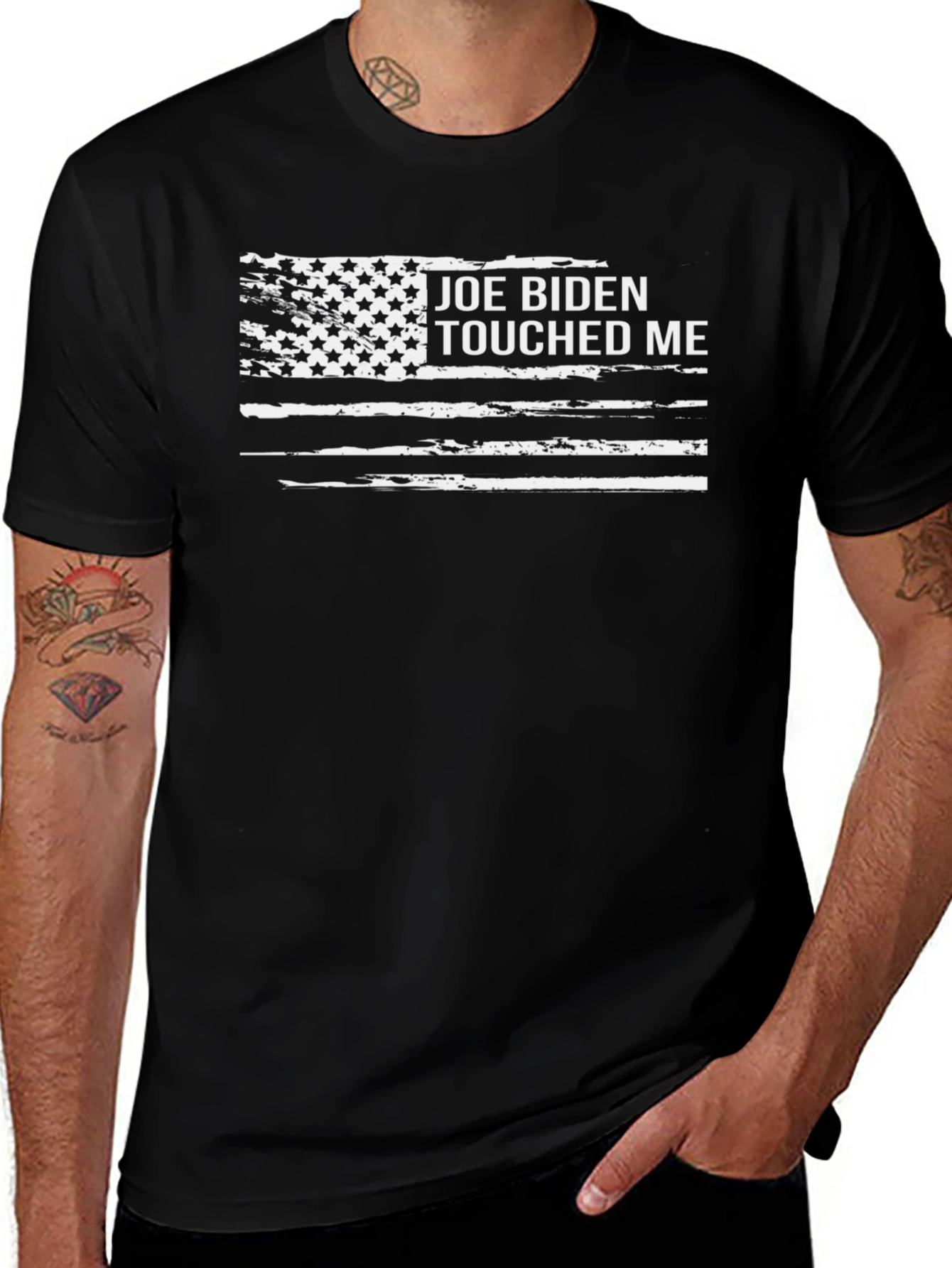 Joe Biden Touched Me T-Shirt - Distressed Flag Graphic