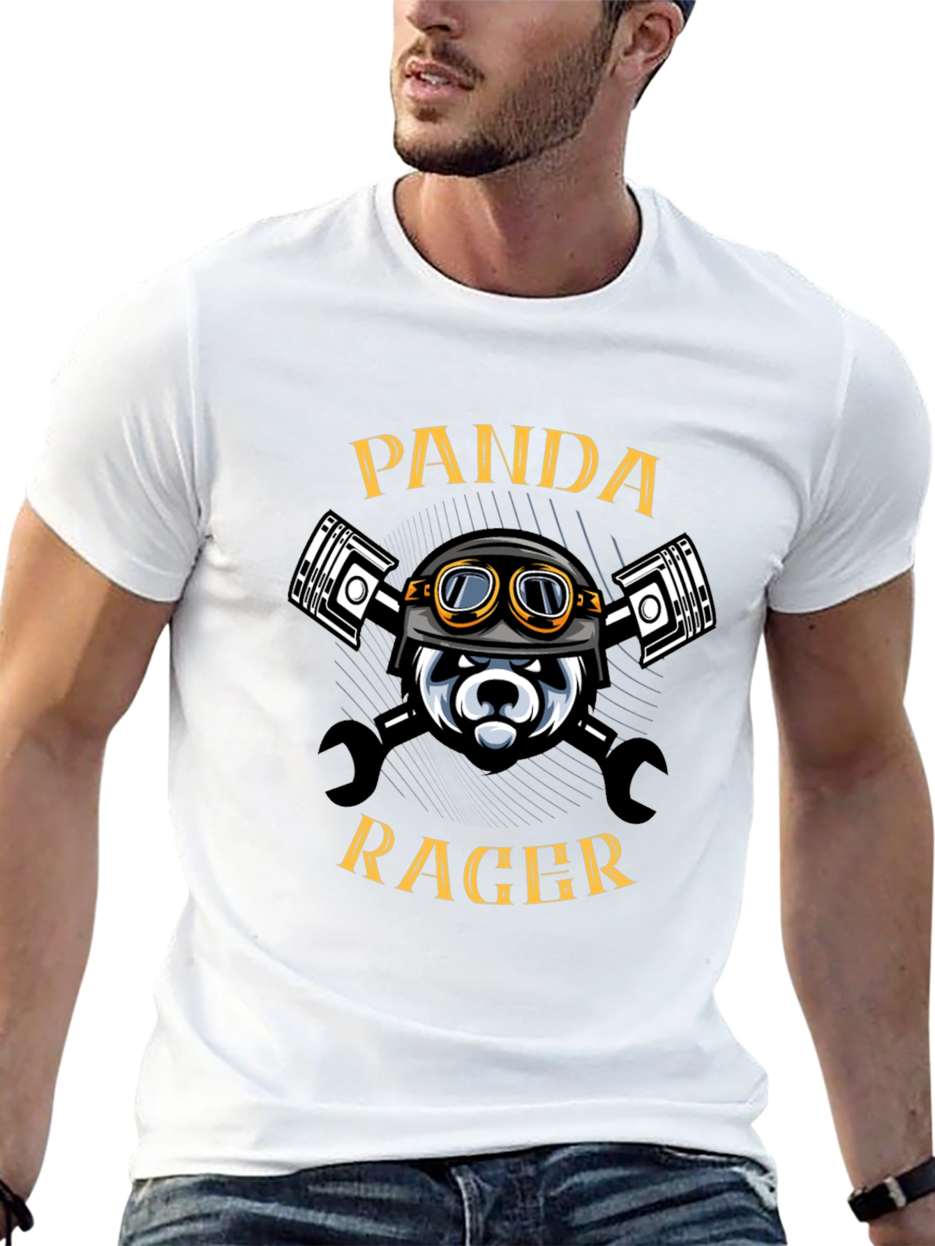 Panda Racer Graphic T-Shirt - Cool Biker Design