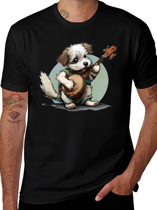 Dog Playing Banjo Graphic T-Shirt