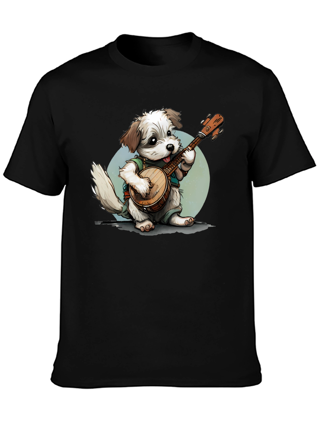 Dog Playing Banjo Graphic T-Shirt