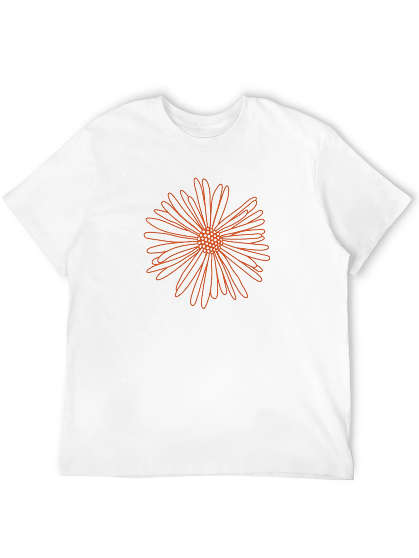 Mens Black T-Shirt with Orange Flower Design