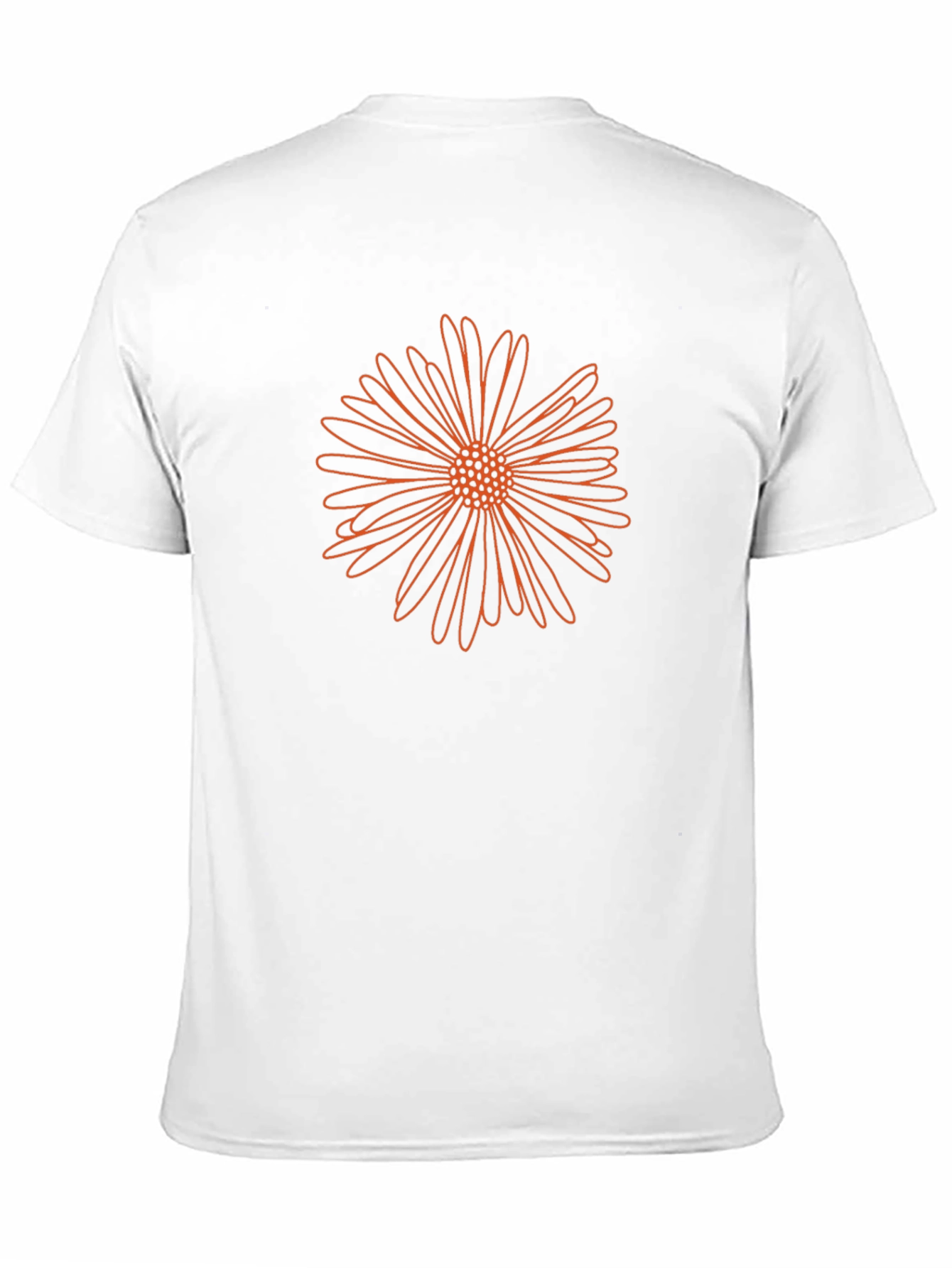 Mens Black T-Shirt with Orange Flower Design