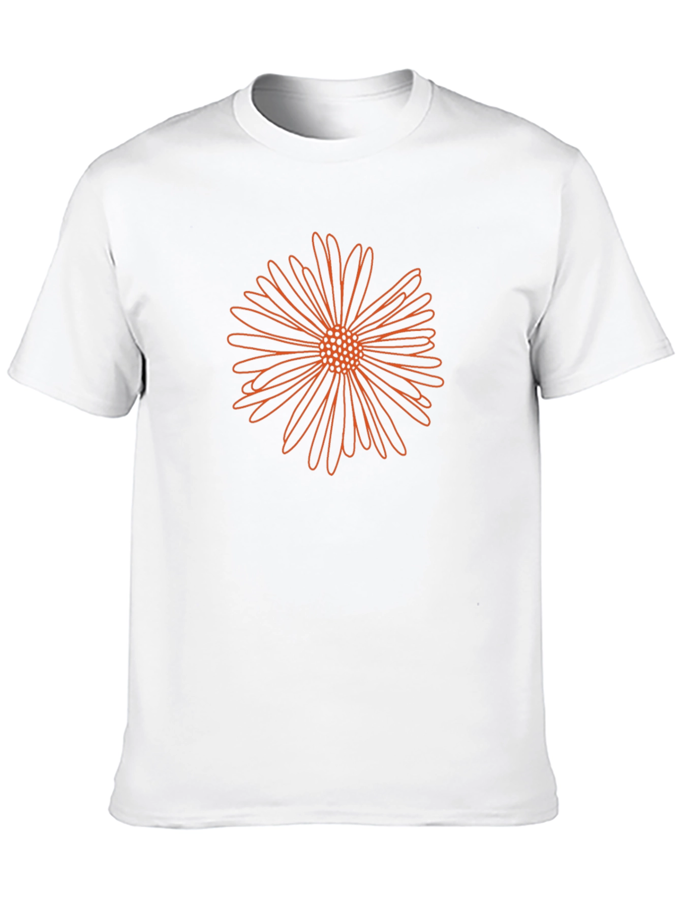 Mens Black T-Shirt with Orange Flower Design