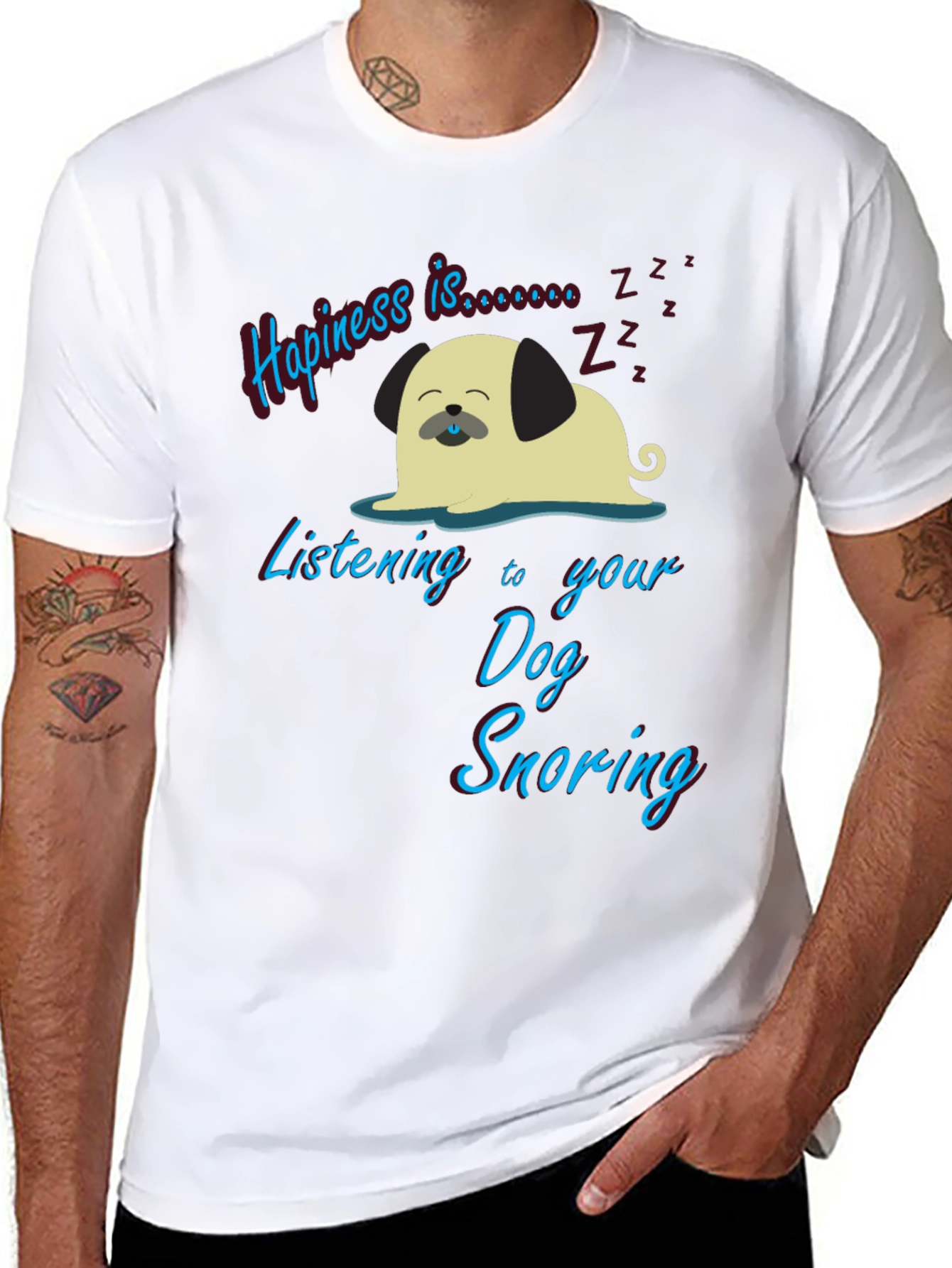 Happiness is Dog Snoring Graphic Tee