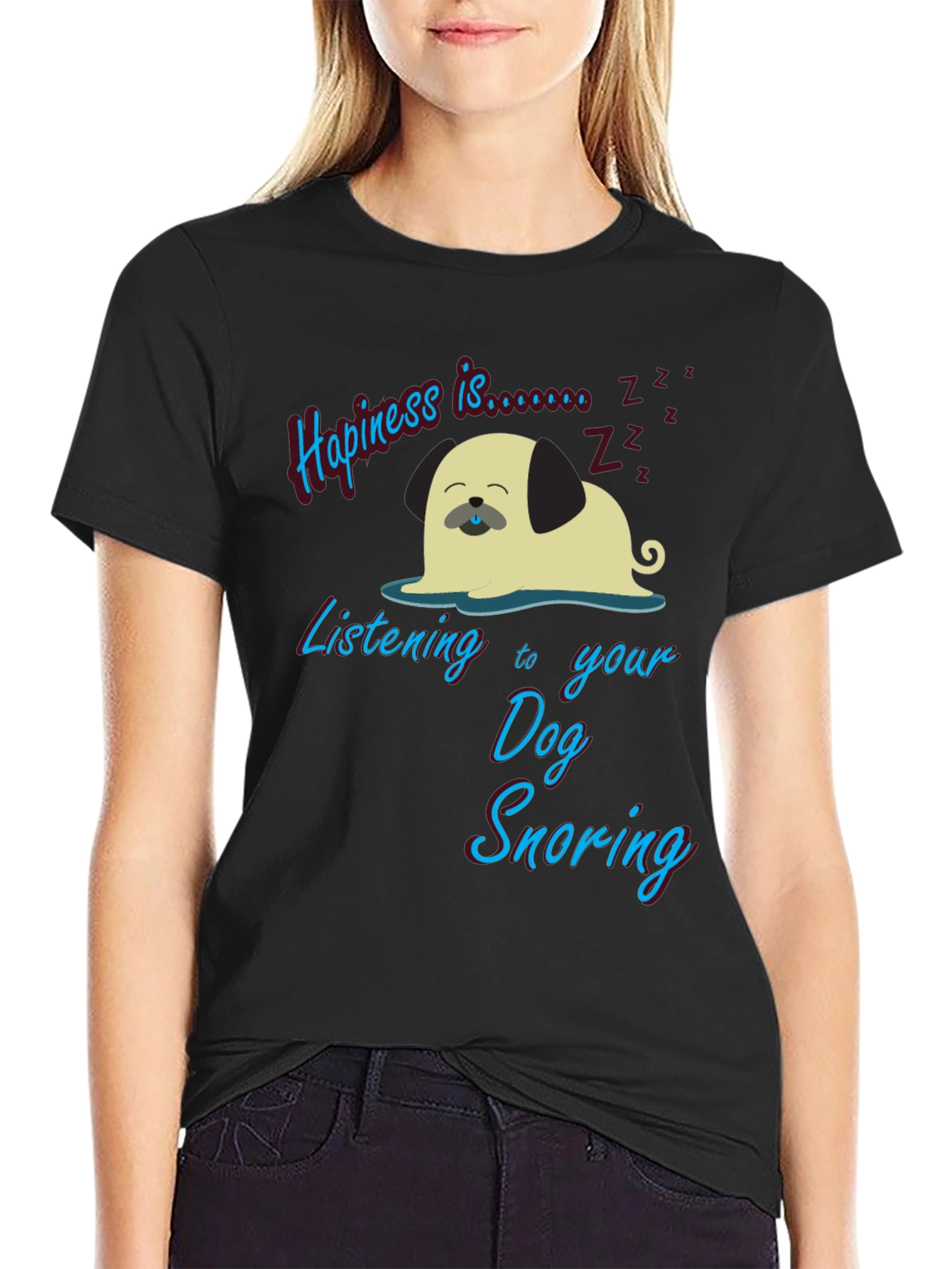 Happiness is Dog Snoring Graphic Tee