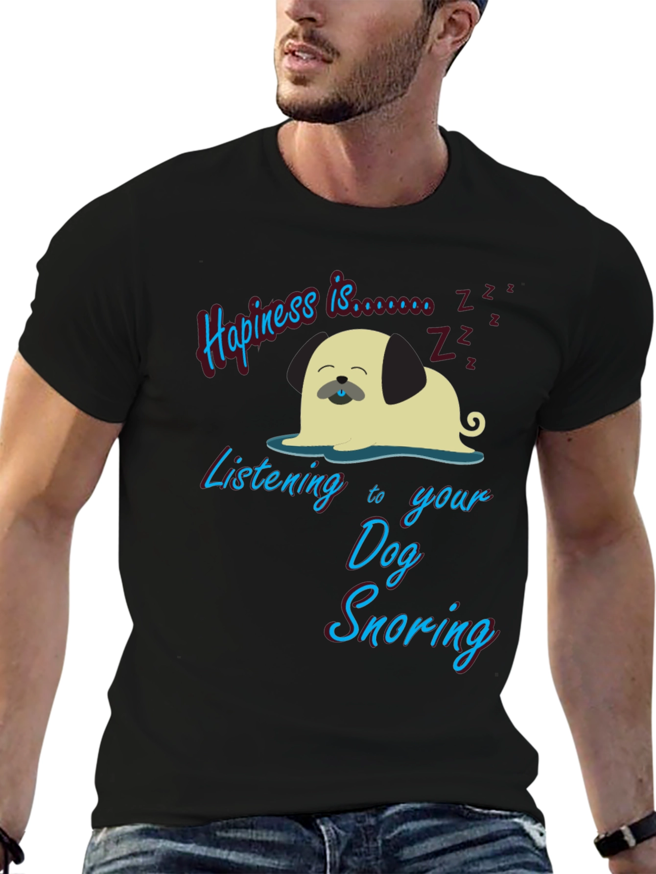 Happiness is Dog Snoring Graphic Tee
