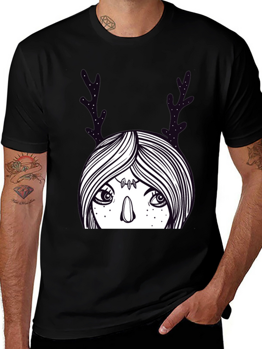 Mystic Deer Woman Graphic Tee - Black Cotton Blend