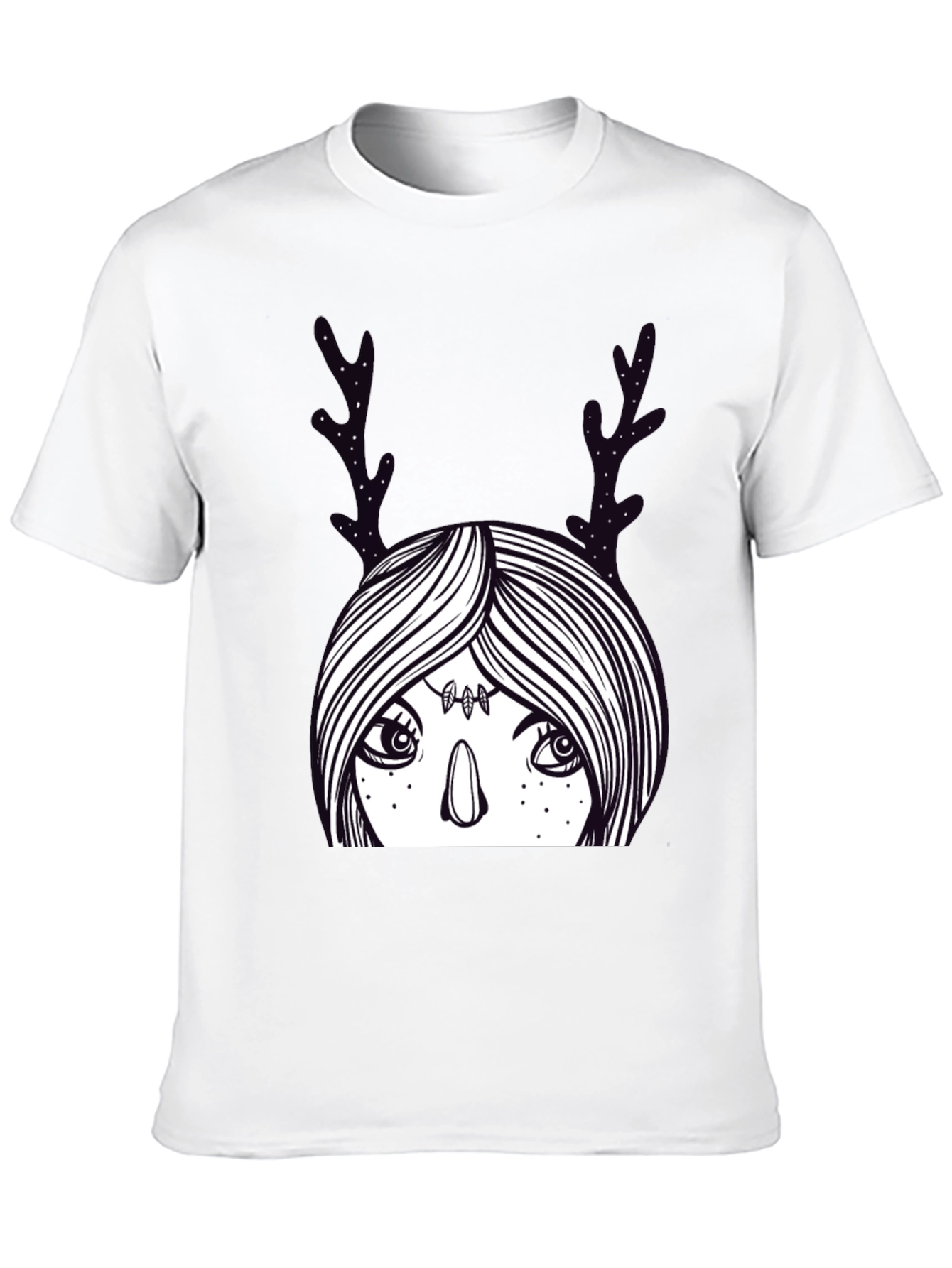 Mystic Deer Woman Graphic Tee - Black Cotton Blend