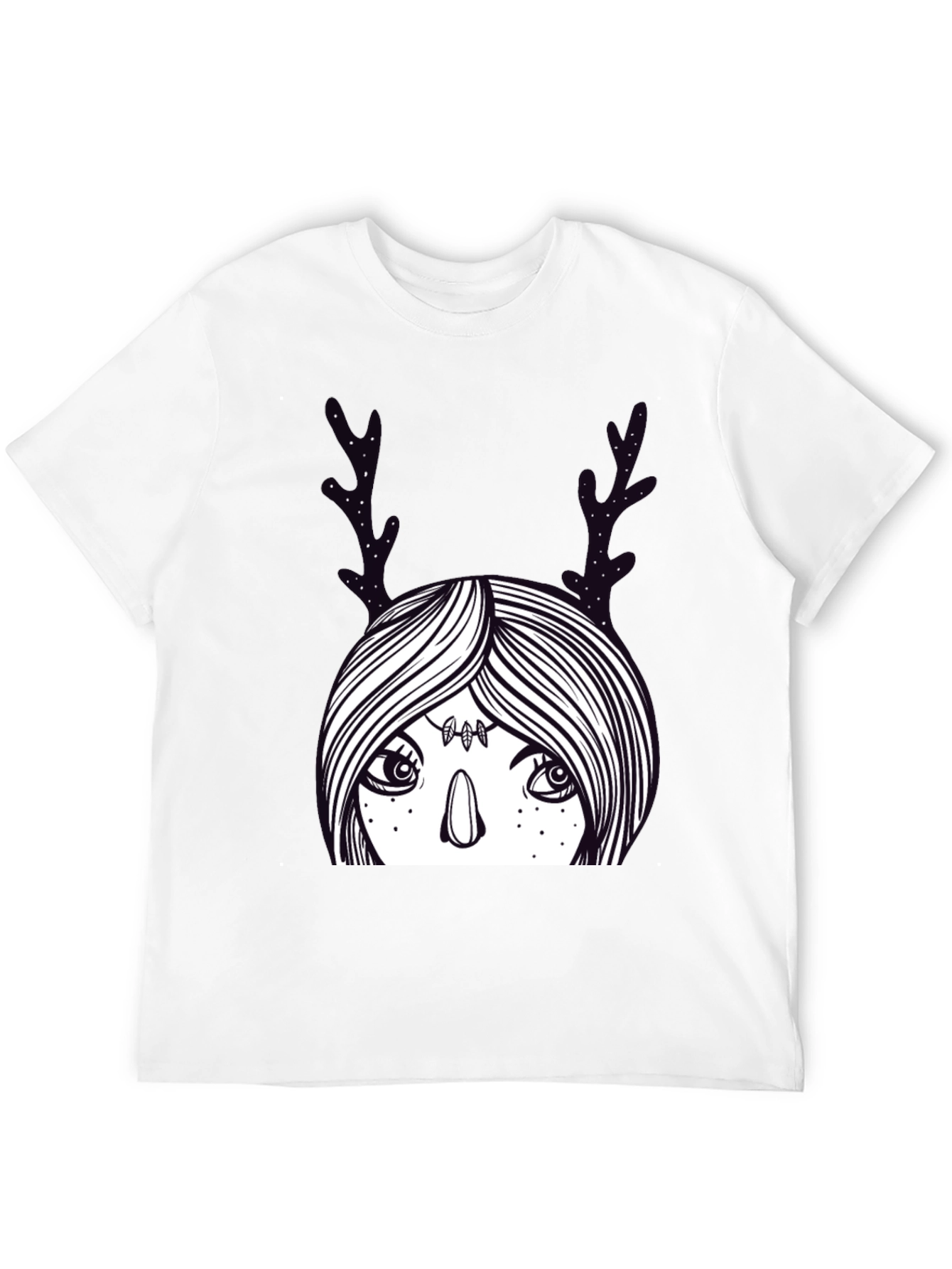 Mystic Deer Woman Graphic Tee - Black Cotton Blend