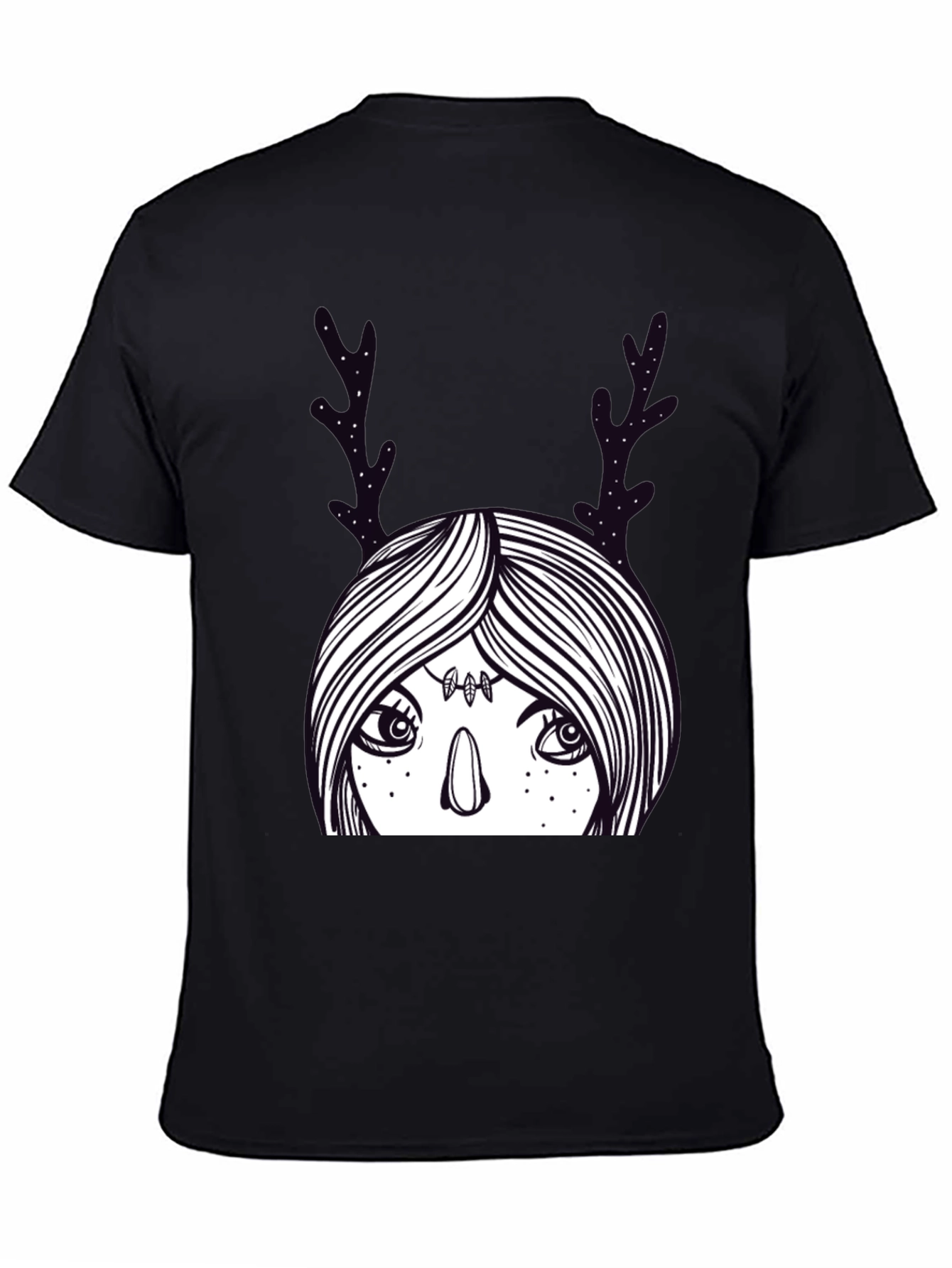 Mystic Deer Woman Graphic Tee - Black Cotton Blend