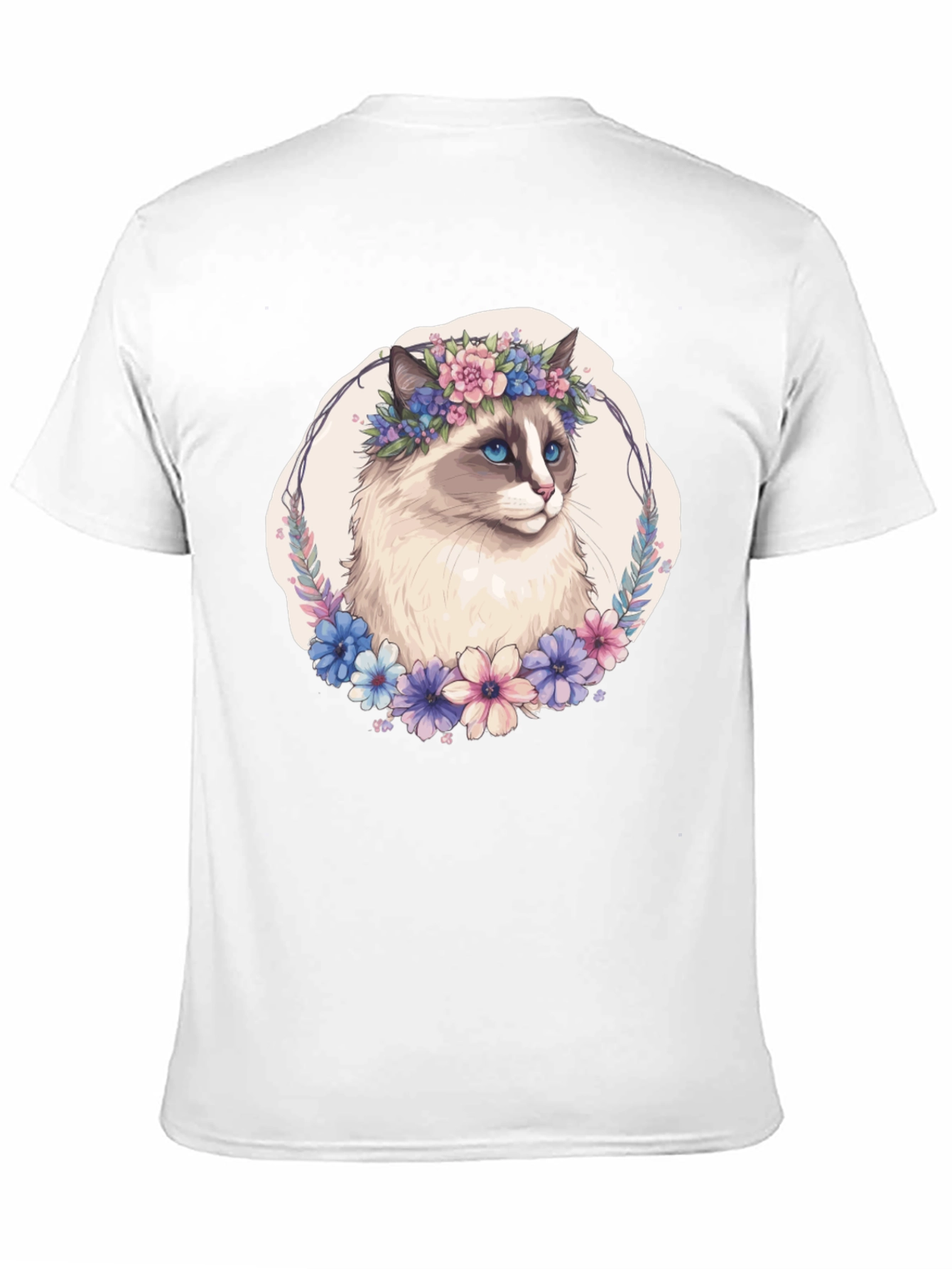 Floral Crown Cat T-Shirt - Unisex Black Tee