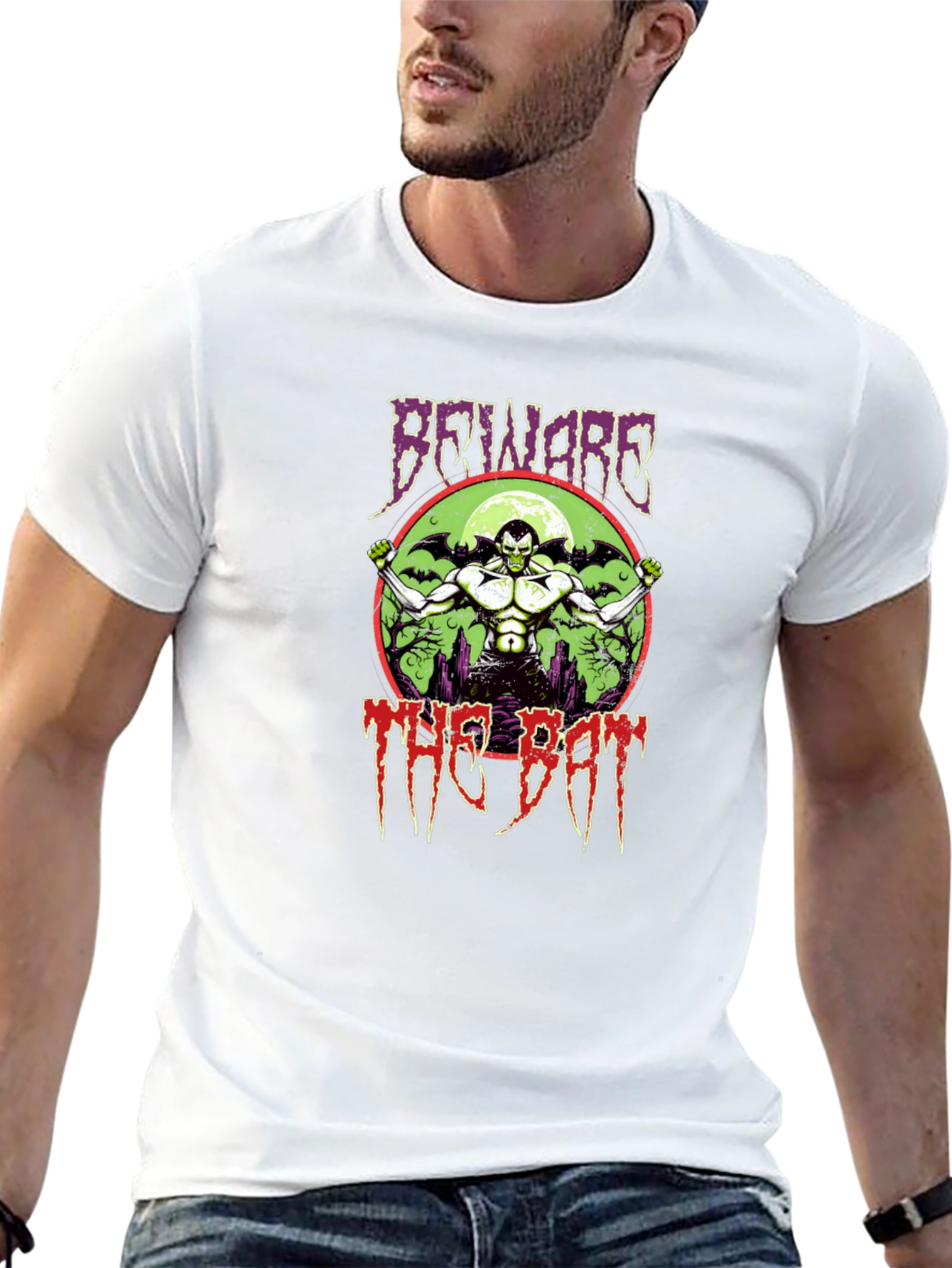 Beware the Bat Graphic Print Black T-Shirt