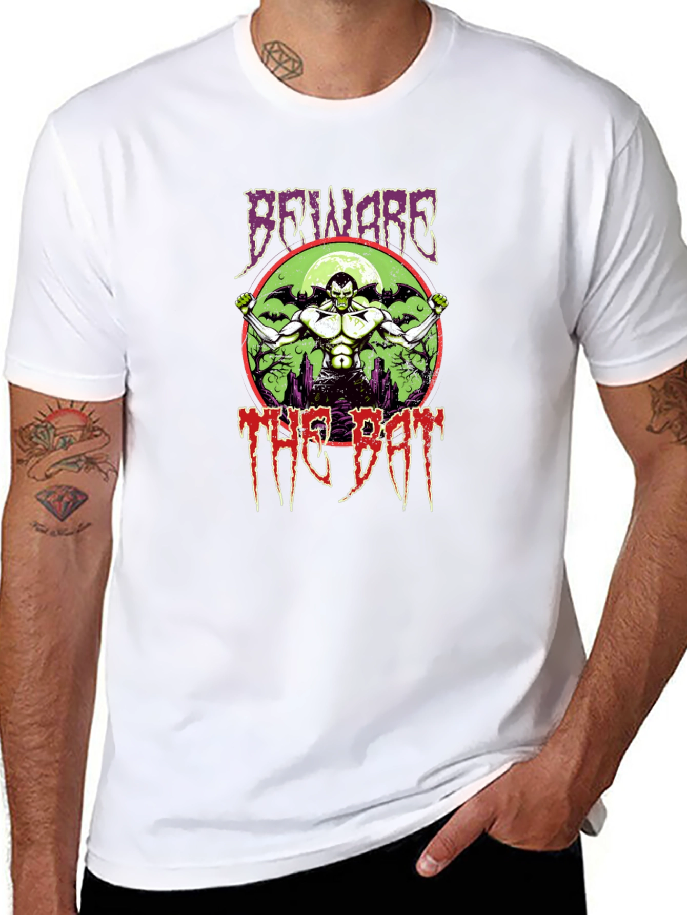 Beware the Bat Graphic Print Black T-Shirt