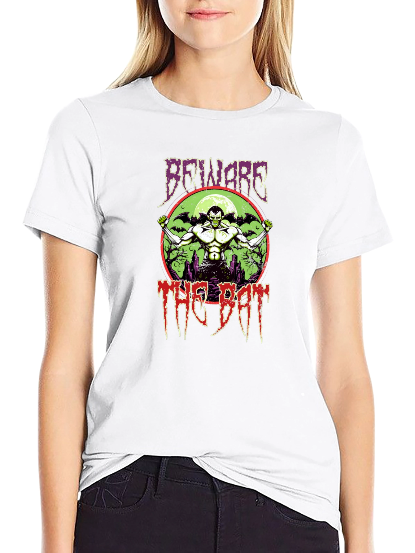 Beware the Bat Graphic Print Black T-Shirt