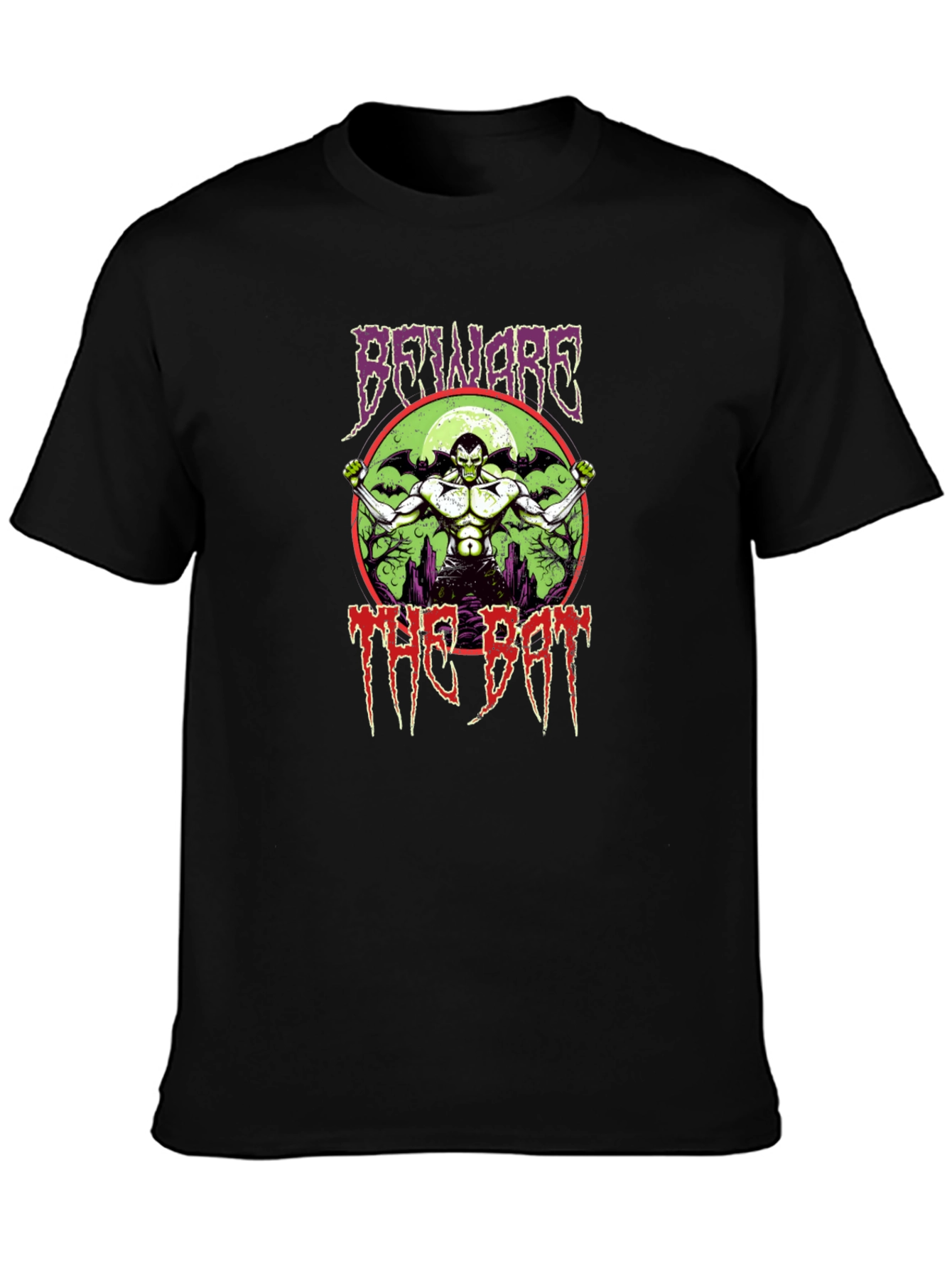 Beware the Bat Graphic Print Black T-Shirt