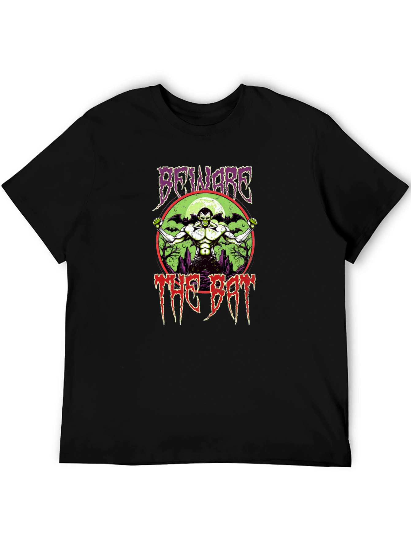 Beware the Bat Graphic Print Black T-Shirt