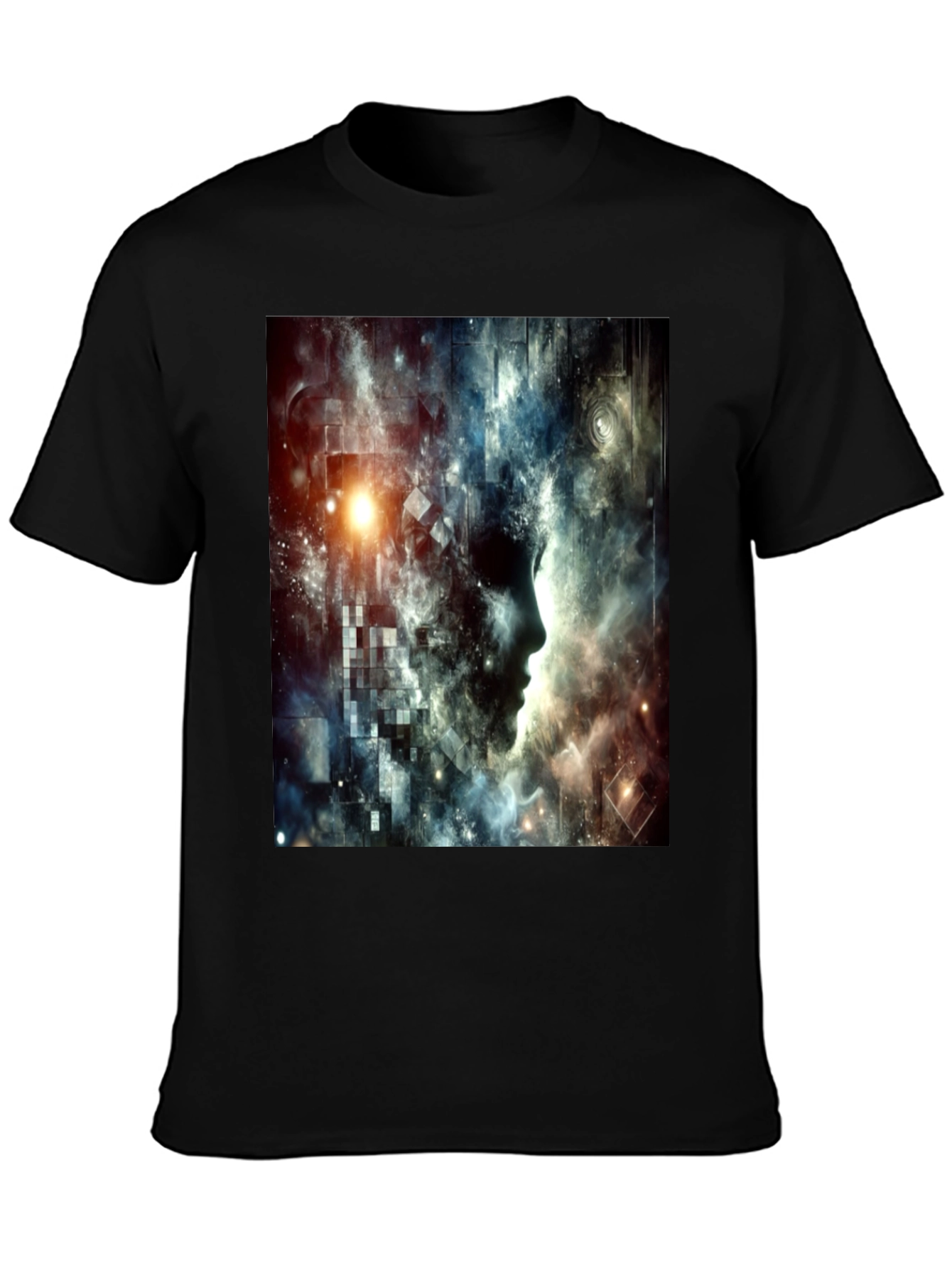 Abstract Mindscape Graphic Tee - Black Cotton Blend
