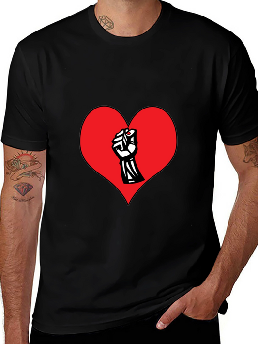 Heart Fist Graphic Print Crew Neck T-Shirt