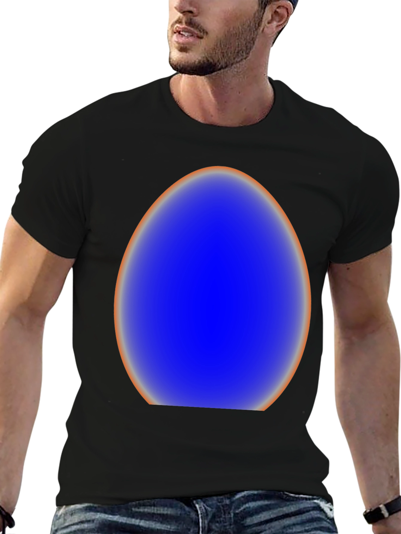 Abstract Blue Egg Graphic Tee - Modern Style