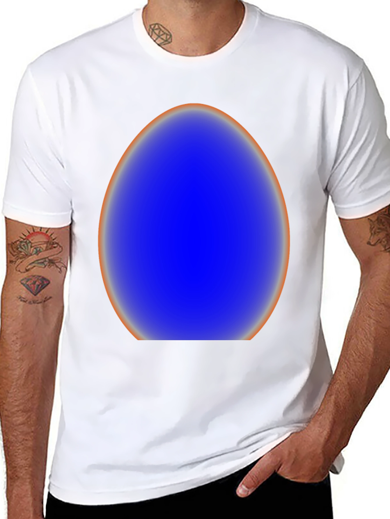 Abstract Blue Egg Graphic Tee - Modern Style