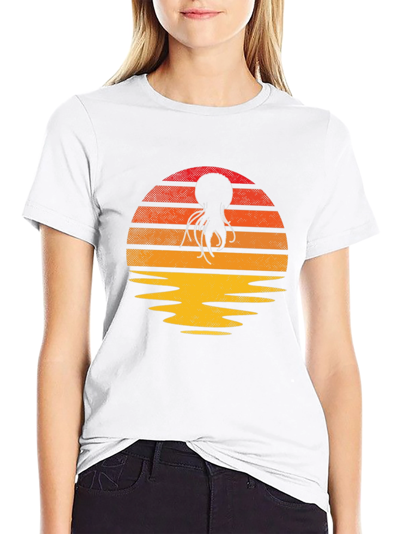 Sunset Octopus Graphic T-Shirt